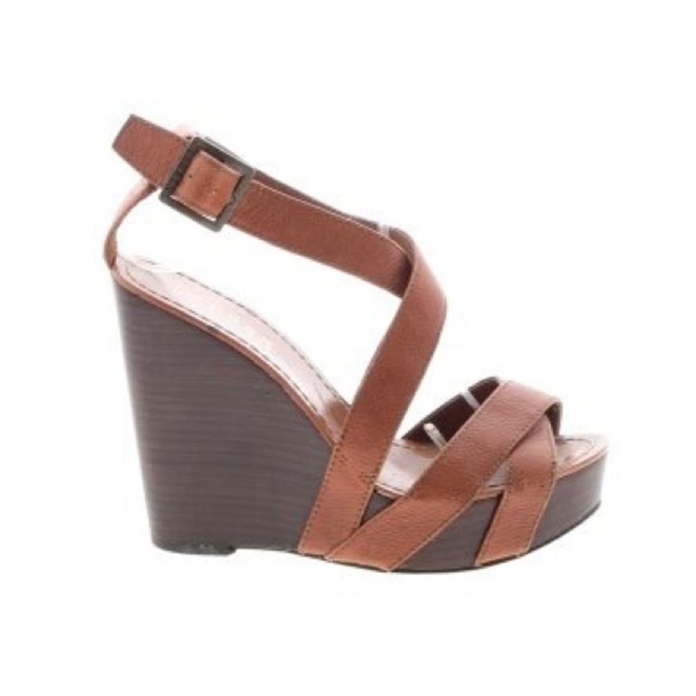 Ralph Lauren Brown Leather Wood wedges